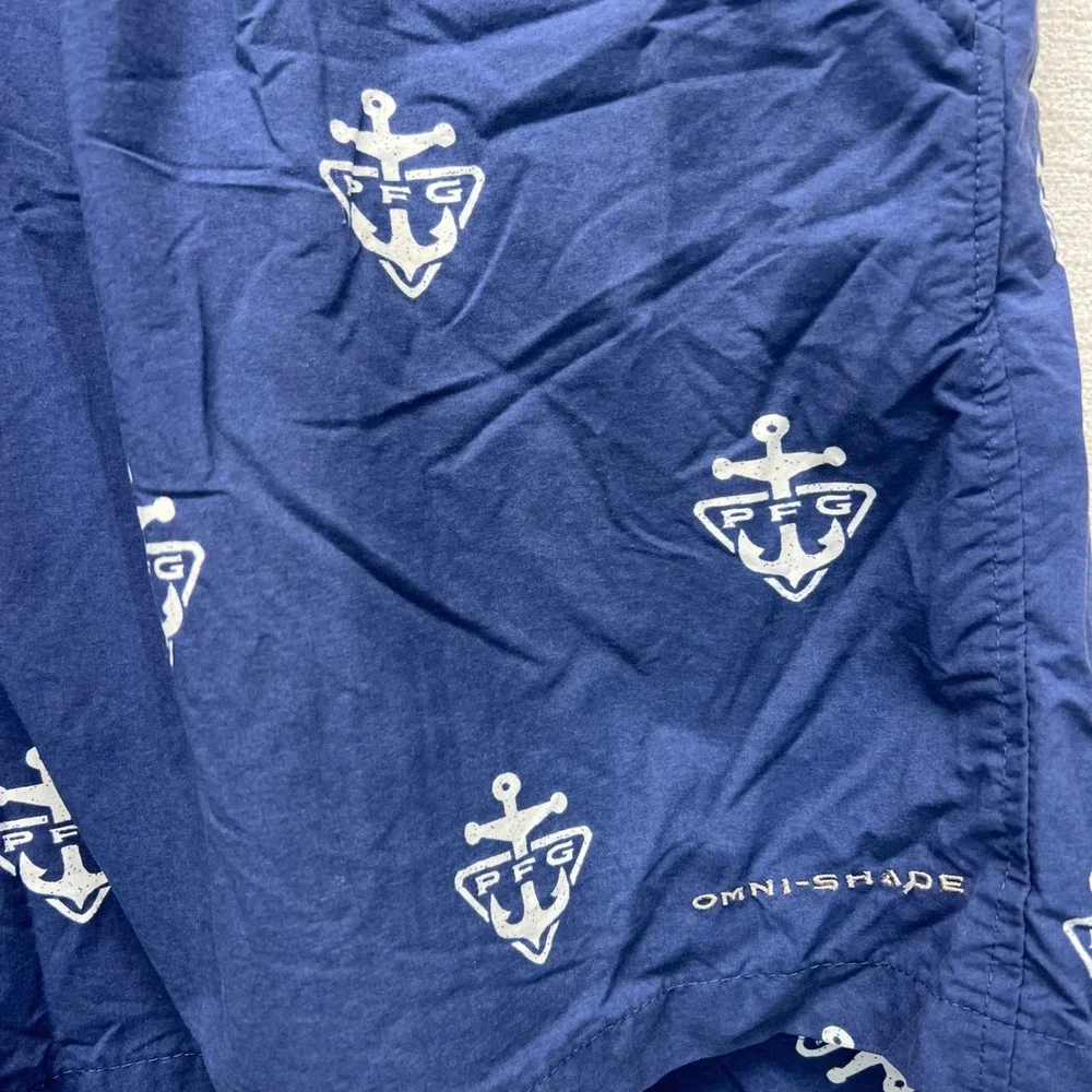 Columbia PFG Fishing Anchor Logo Board‎ Shorts Mens XL Omni-Shade Swim TrunKS